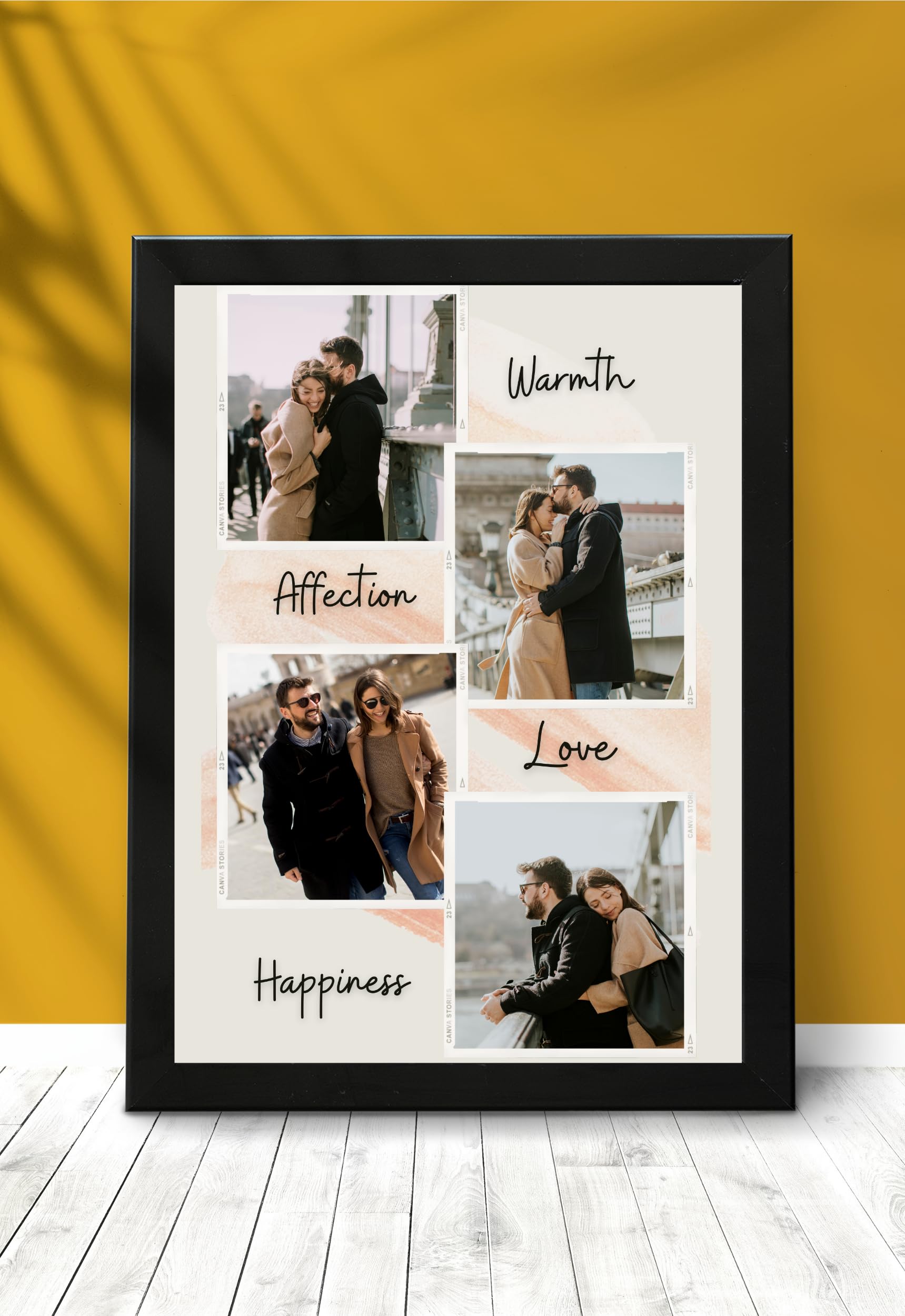 Master Flame Personalised Happy Anniversary Love Photo Collage Frame Poster with Photo Upload, Aesthetic Wall Art for Living Roo